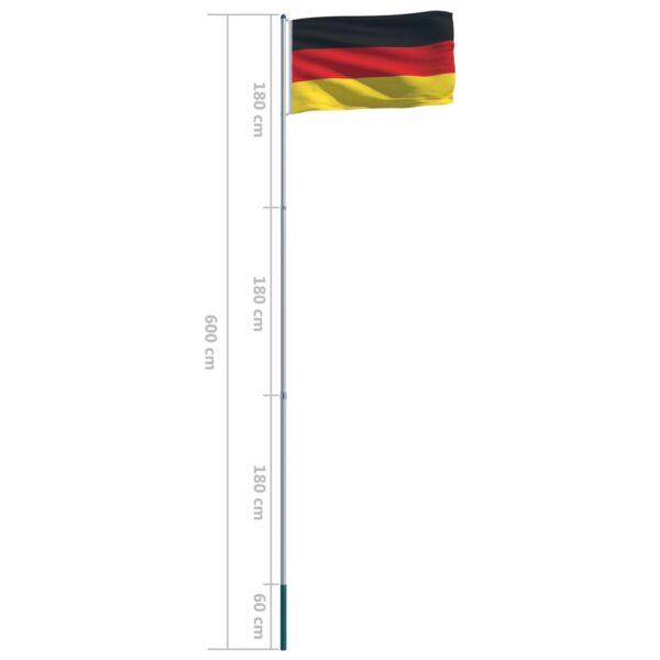 Buum24 Saksamaa lipp ja lipumast, alumiinium, 6 m