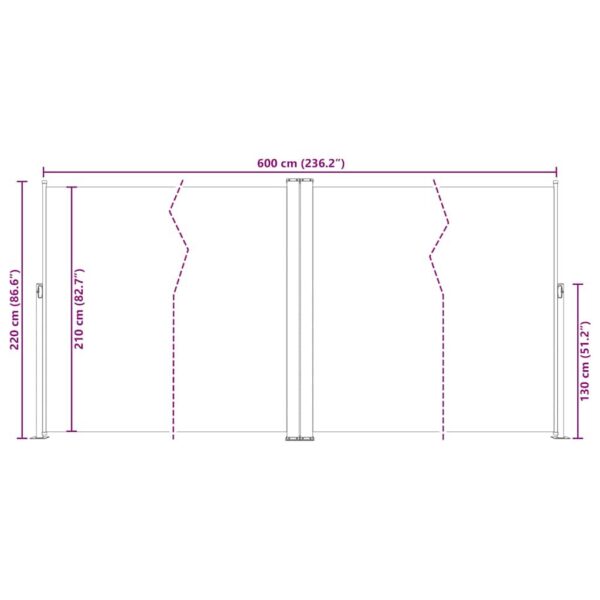 Lahtitõmmatav Külgsein Antratsiithall 200 X 600 Cm - Image 9