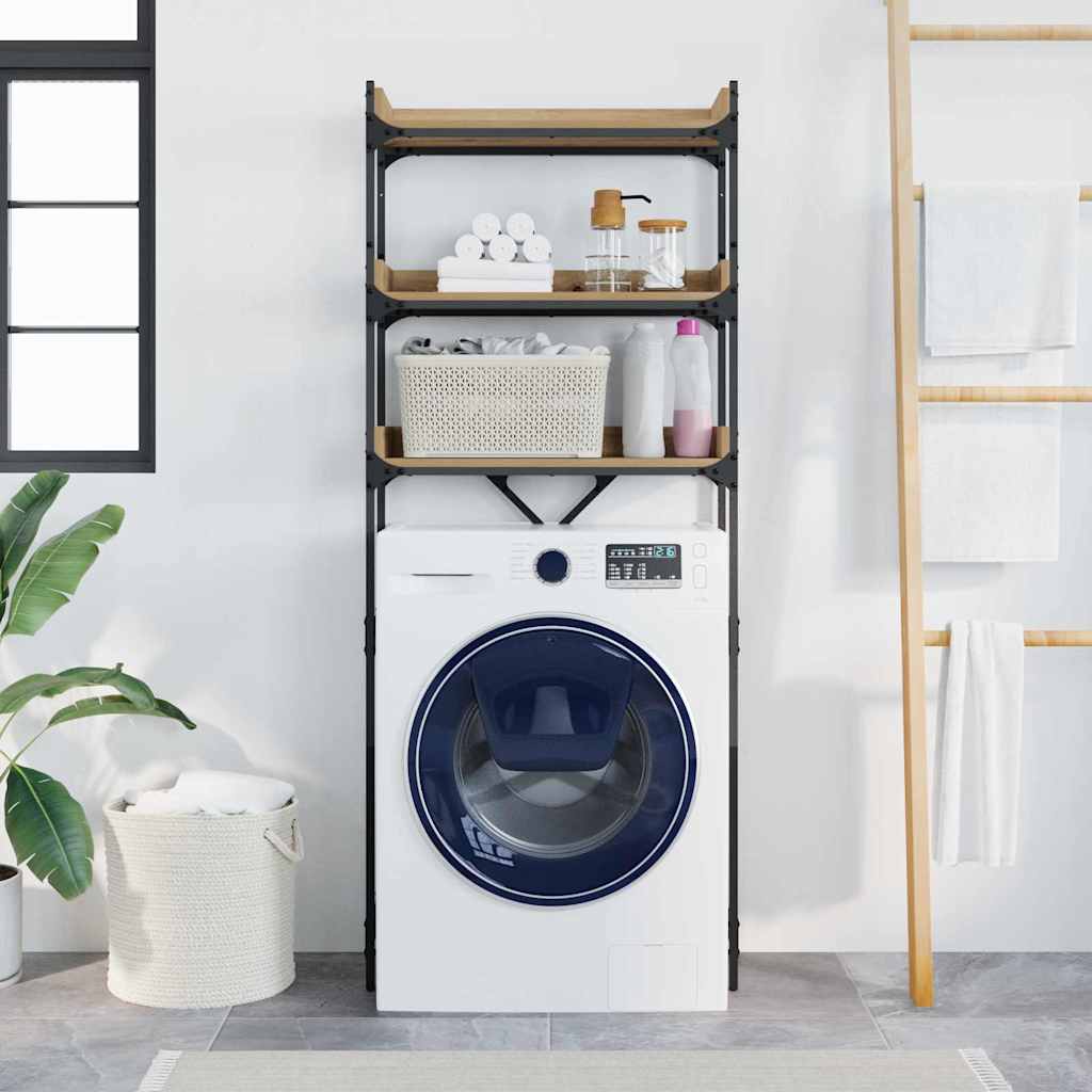 Pesumasina Riiul Riiuliga Käsitööpuu 67 X 25 X 163 Cm Tehispuit - Image 4