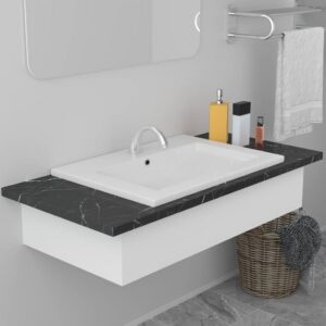 Valge süvistatav keraamiline valamu 61 × 39,5 cm