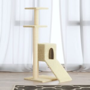 Kassimaja Sisalköitega Kraapimispostidega, Kreemjas, 92 Cm