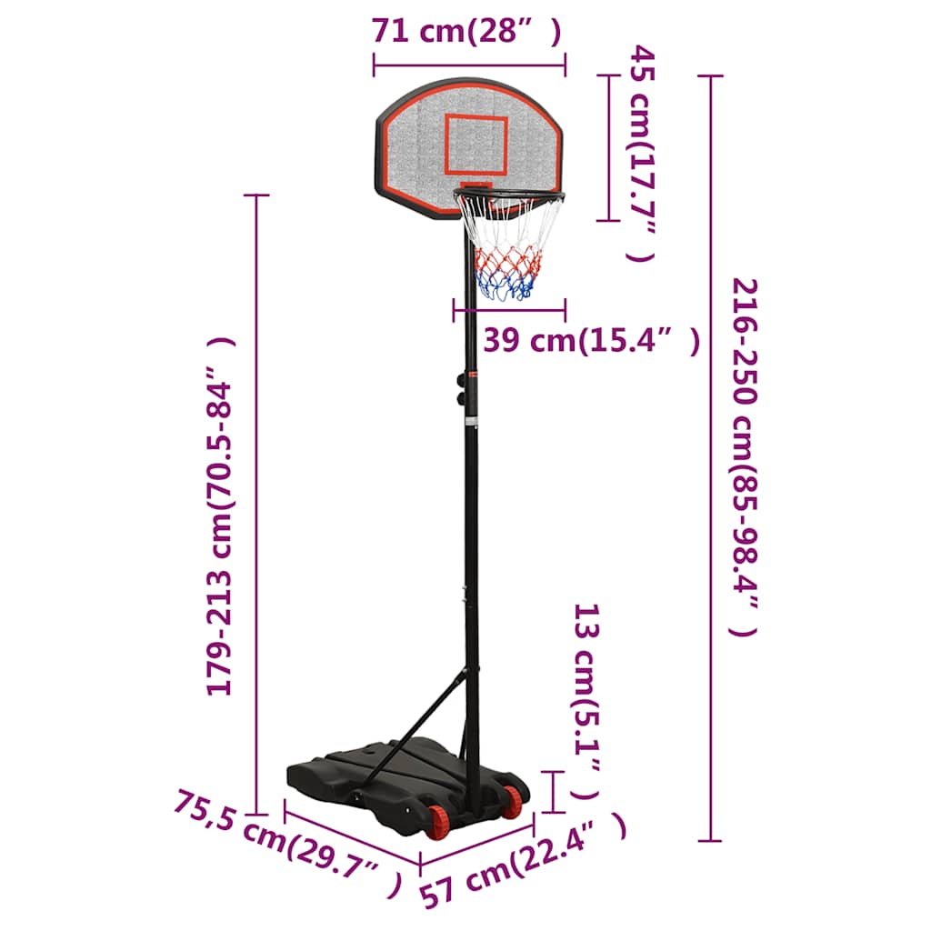 Reguleeritav korvpallikorv jalaga 216–250 cm, Polüetüleenist korvpallilaud - Image 10