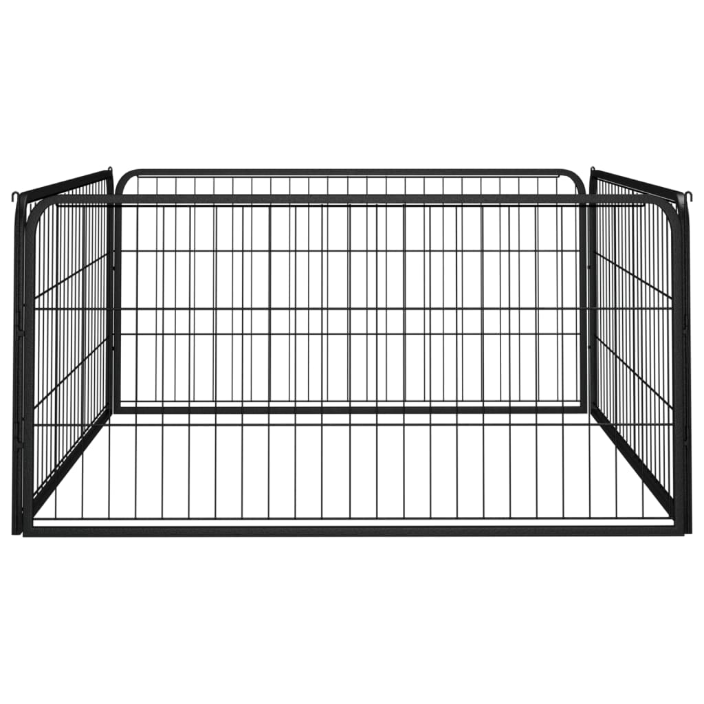 Koera Mänguaedik 4 Paneeli Must 100X50 Cm Pulbervärvitud Teras - Image 2