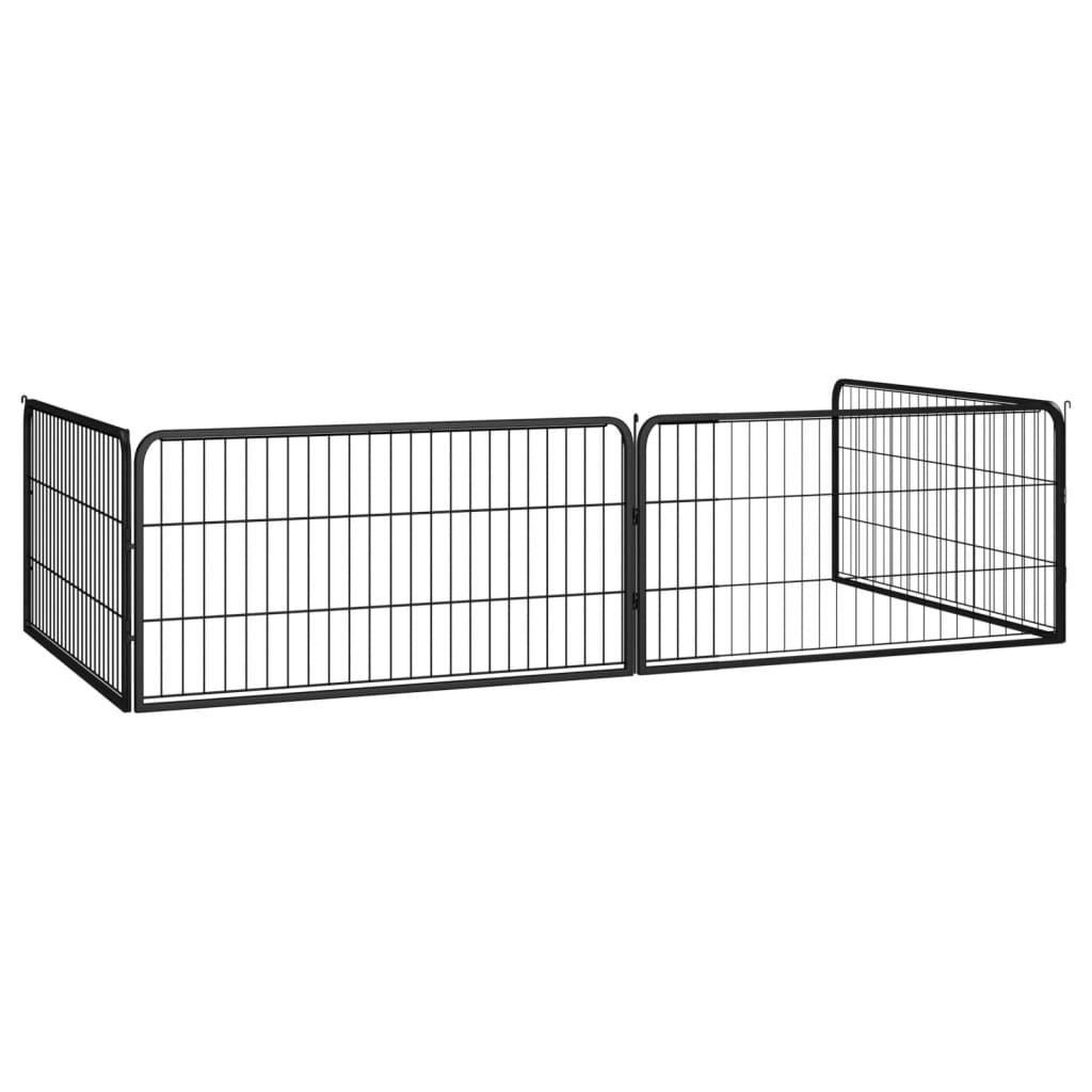 Koera Mänguaedik 4 Paneeli Must 100X50 Cm Pulbervärvitud Teras - Image 3