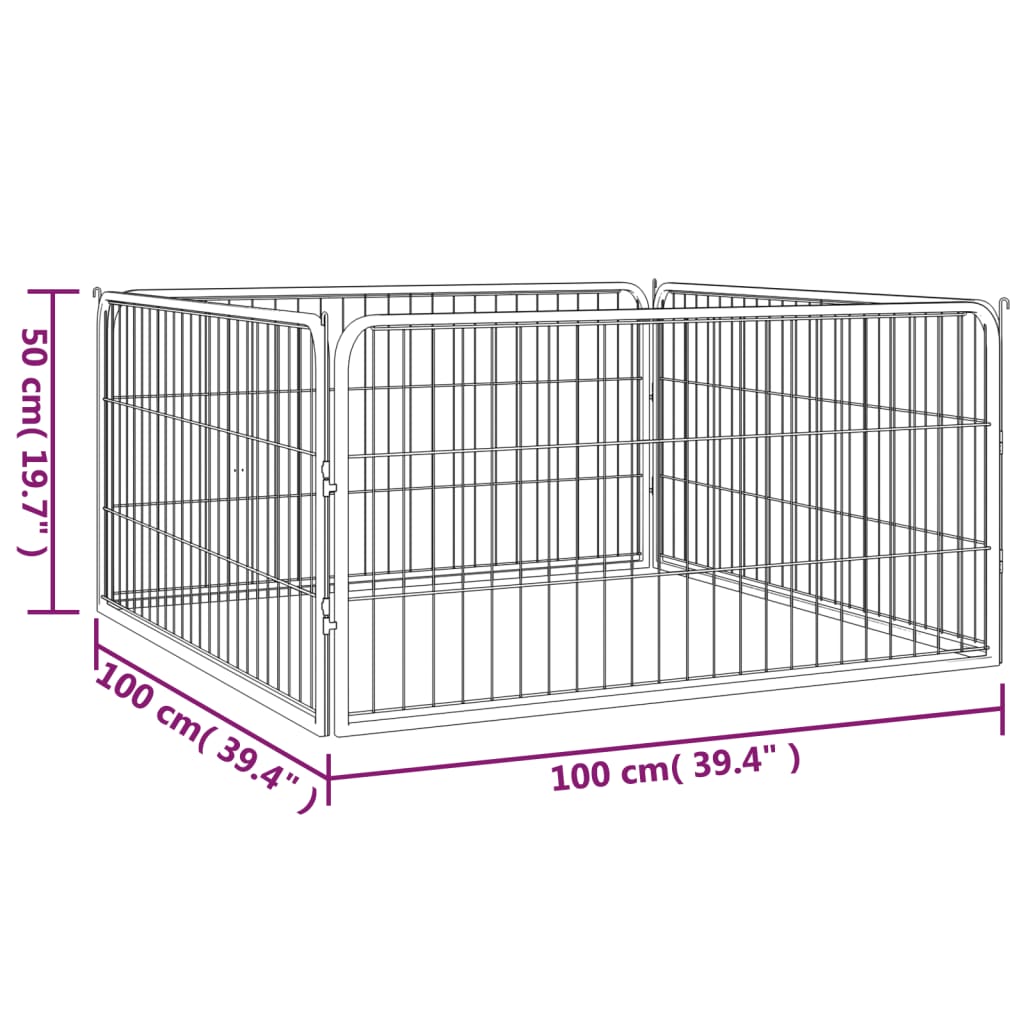 Koera Mänguaedik 4 Paneeli Must 100X50 Cm Pulbervärvitud Teras - Image 6