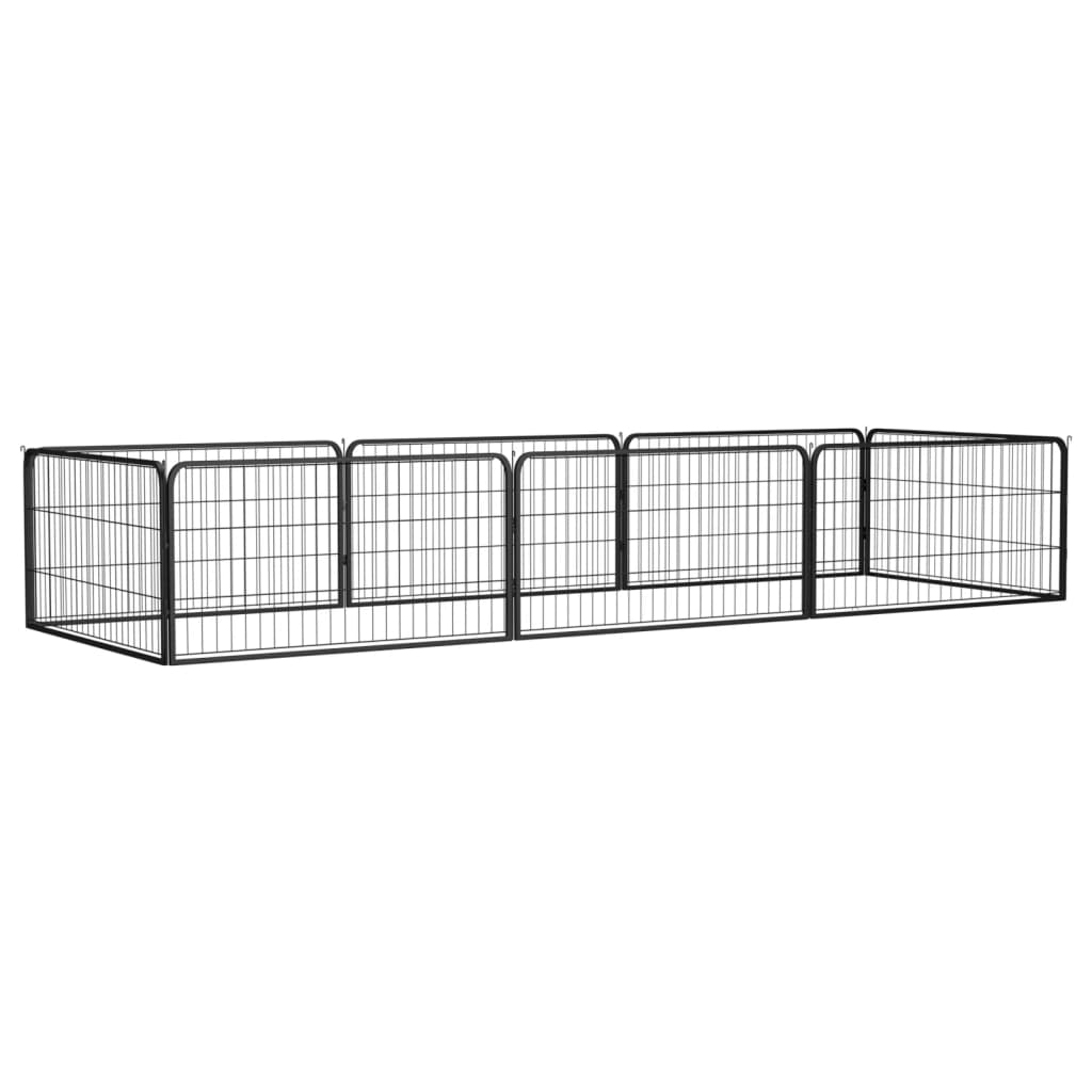 Koera Mänguaedik 4 Paneeli Must 100X50 Cm Pulbervärvitud Teras - Image 15