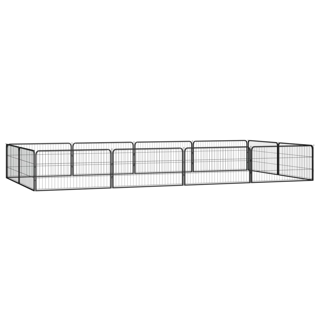 Koera Mänguaedik 4 Paneeli Must 100X50 Cm Pulbervärvitud Teras - Image 7