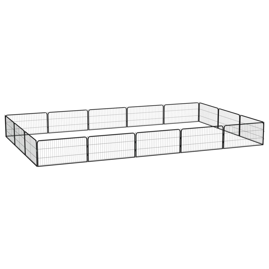 Koera Mänguaedik 4 Paneeli Must 100X50 Cm Pulbervärvitud Teras - Image 8
