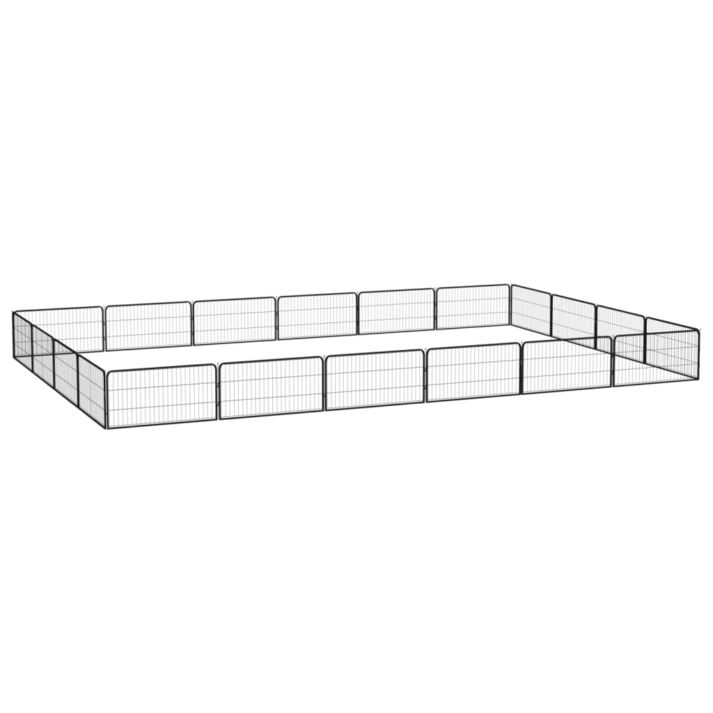 Koera Mänguaedik 4 Paneeli Must 100X50 Cm Pulbervärvitud Teras - Image 9