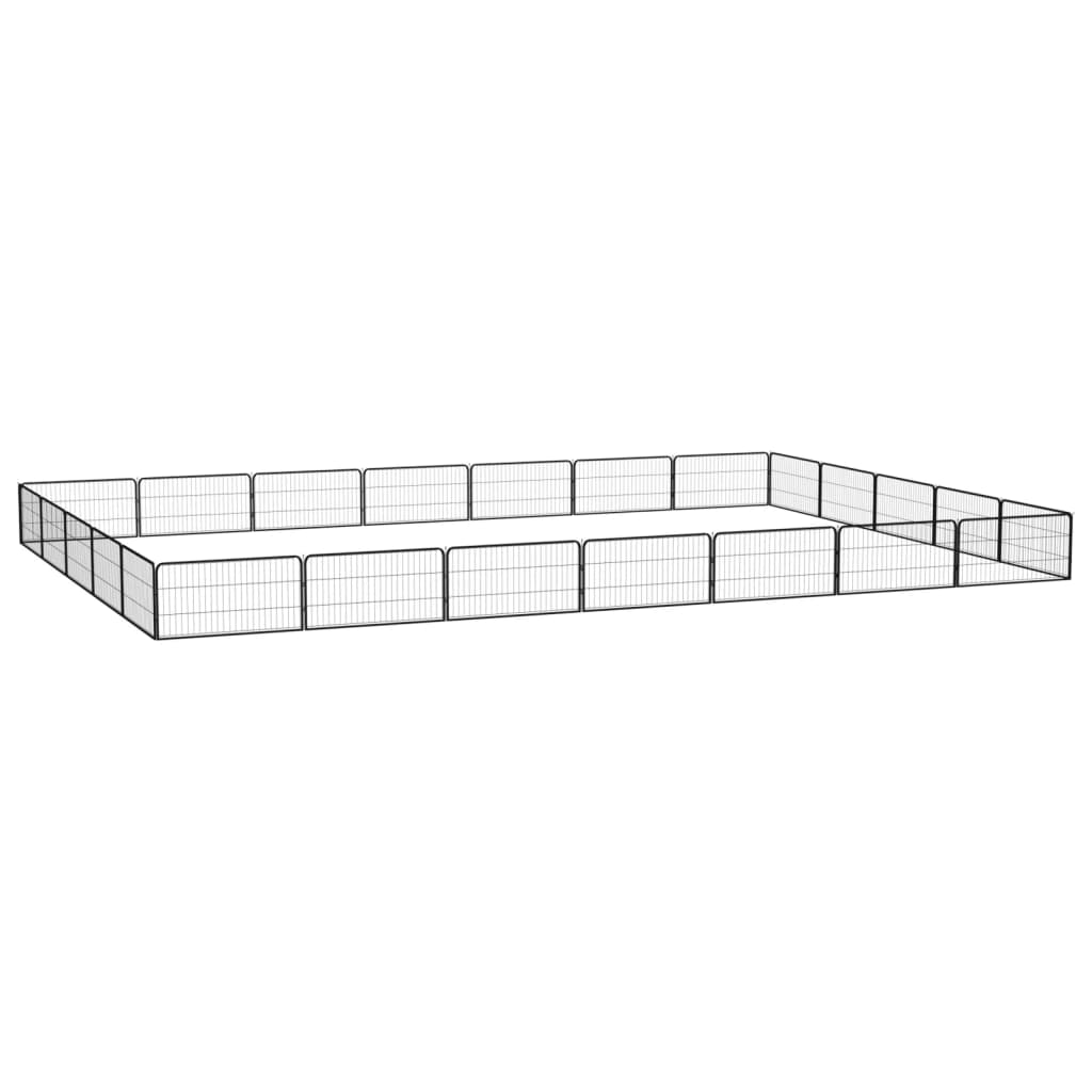 Koera Mänguaedik 4 Paneeli Must 100X50 Cm Pulbervärvitud Teras - Image 10