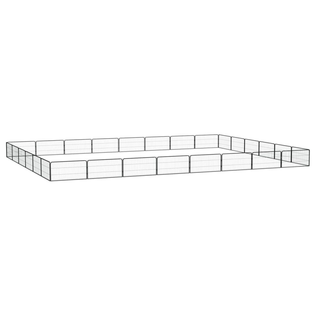 Koera Mänguaedik 4 Paneeli Must 100X50 Cm Pulbervärvitud Teras - Image 11
