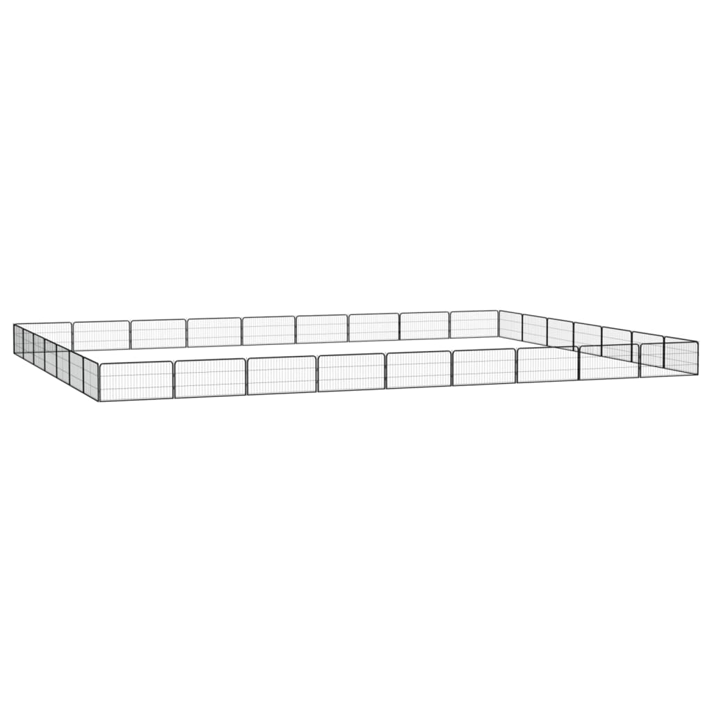 Koera Mänguaedik 4 Paneeli Must 100X50 Cm Pulbervärvitud Teras - Image 12