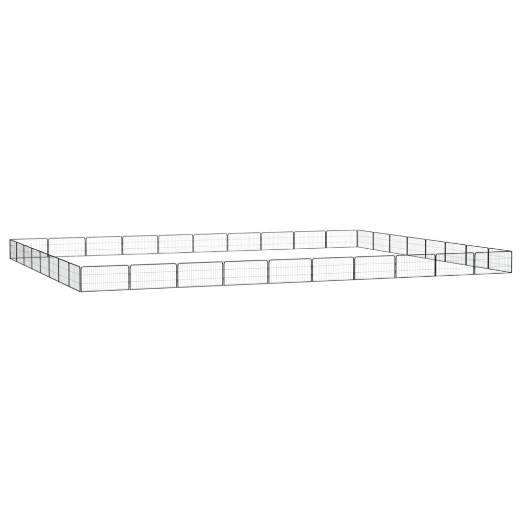 Koera Mänguaedik 4 Paneeli Must 100X50 Cm Pulbervärvitud Teras - Image 13