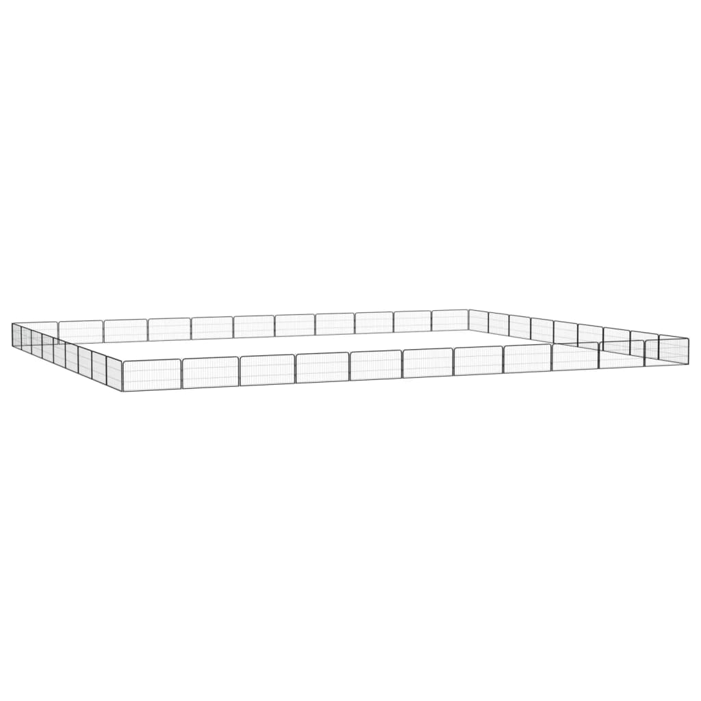 Koera Mänguaedik 4 Paneeli Must 100X50 Cm Pulbervärvitud Teras - Image 14