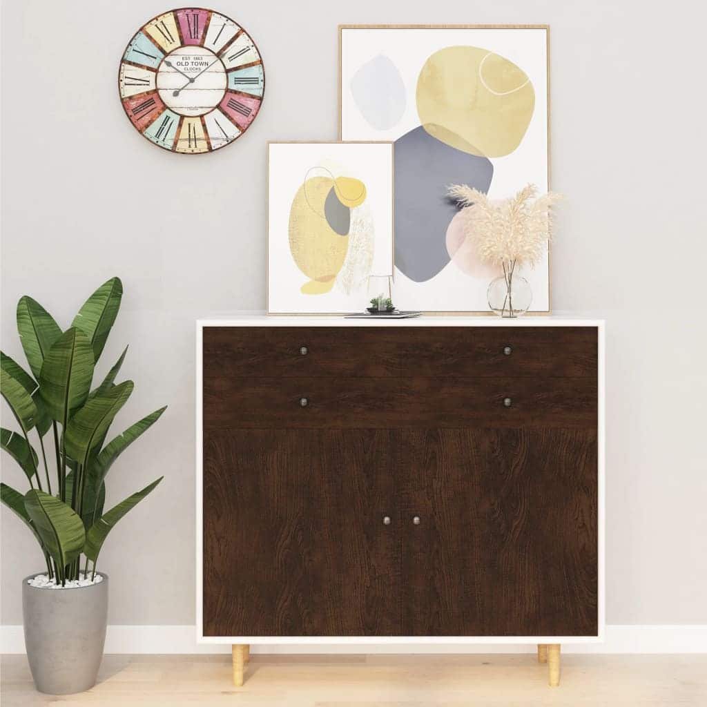Iseliimuv mööblikile tumeda tamme puiduimitatsiooniga 500 × 90 cm