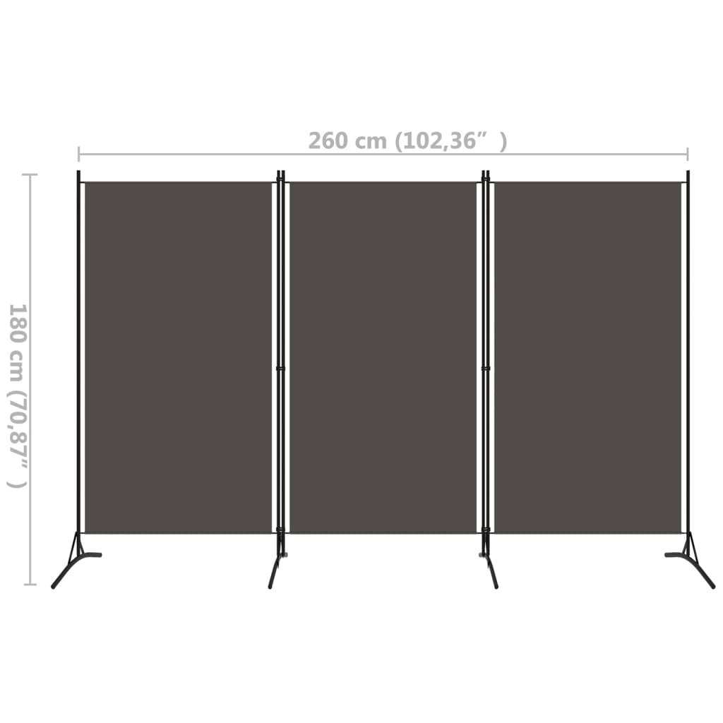 3-paneeliga ruumijagaja 260 × 180 cm, antratsiithall - Pilt 5