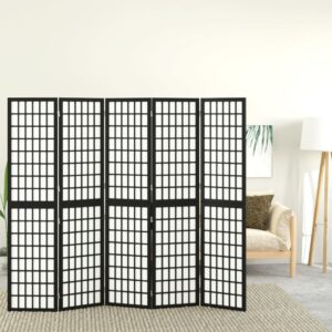 Must 5-paneeliga Jaapani stiilis sirm 200 × 170 cm