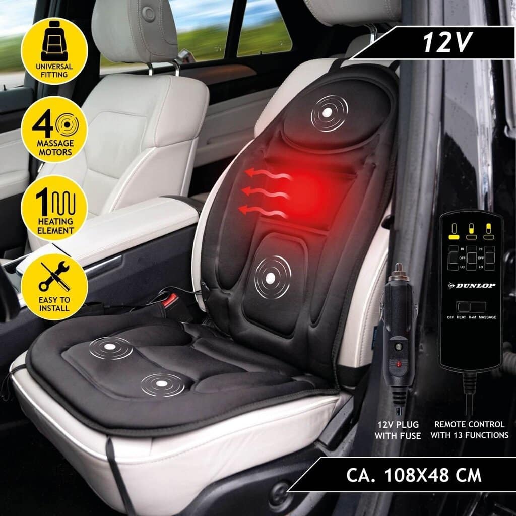 Massaaži- ja soojendusega autoistmekate Dunlop 2in1, 12 V