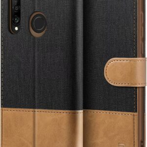 Must rahakott-tüüpi telefoniümbris Huawei P30 Lite ja P30 Lite New Edition telefonidele, kaarditaskute ja magnetkinnitusega