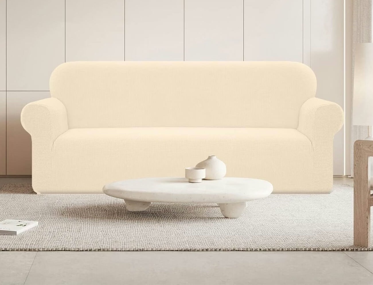 Granbest beež vetthülgav elastne diivanikate 4-kohalisele diivanile, 235–300 cm