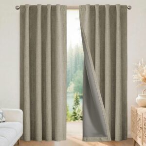 Joydeco pimendavad kardinad linase tekstuuriga, 135 × 240 cm, 2 paneeli, naturaalne linane toon